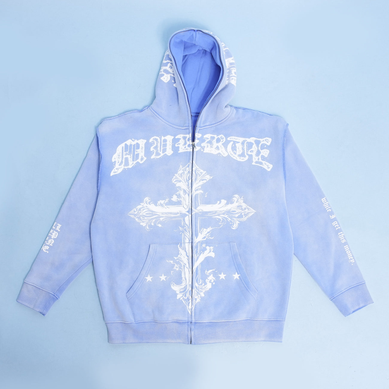 BLUE GB Jesus CROSS F/B Zip Hoodie