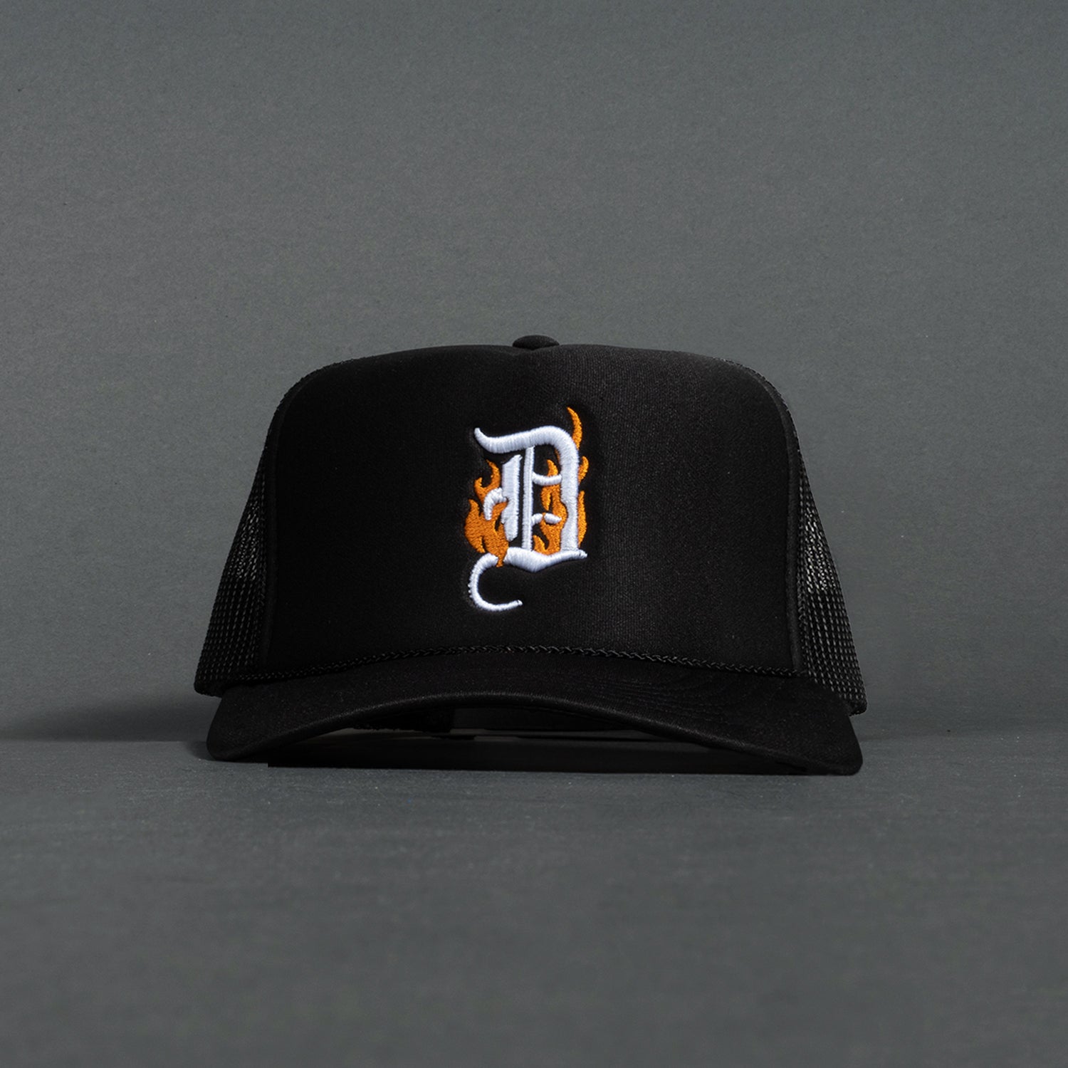 D Flames Trucker Hat - Black