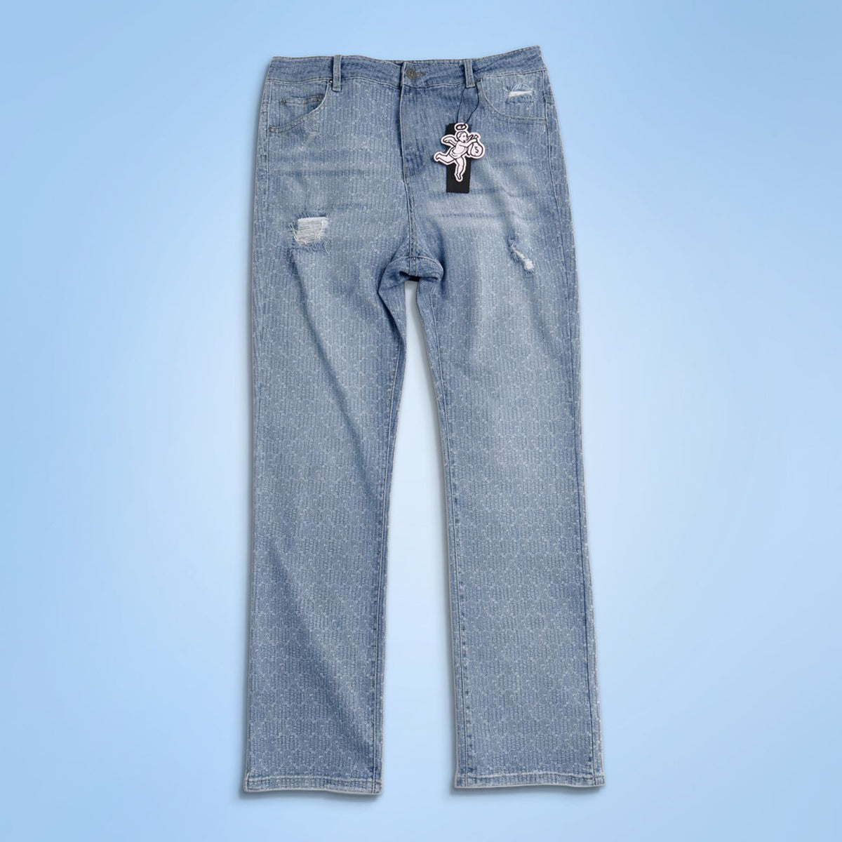SKI PATTERN BLUE STRAIGHT DENIM