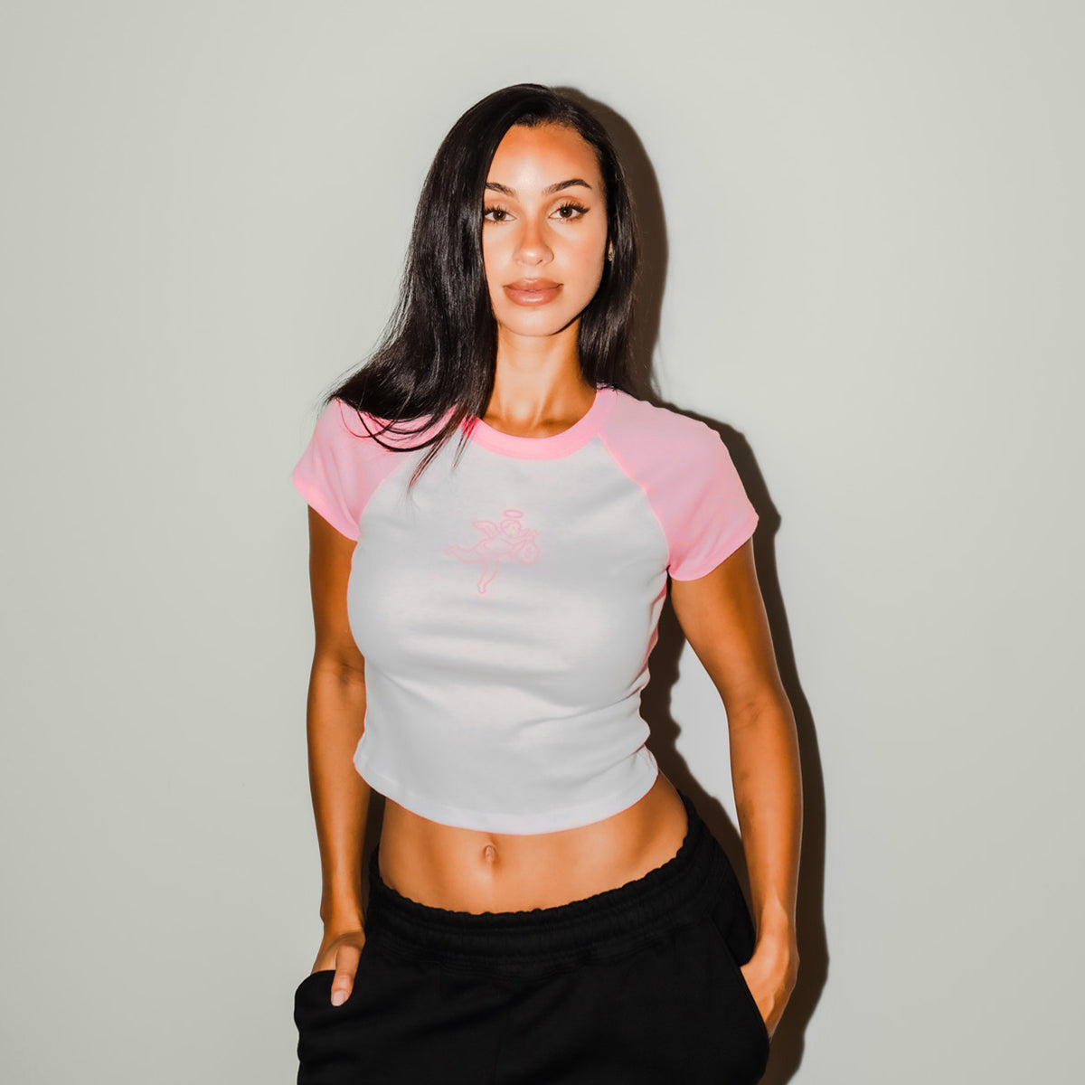 Classic Angel - Womens Crop Raglan Tee