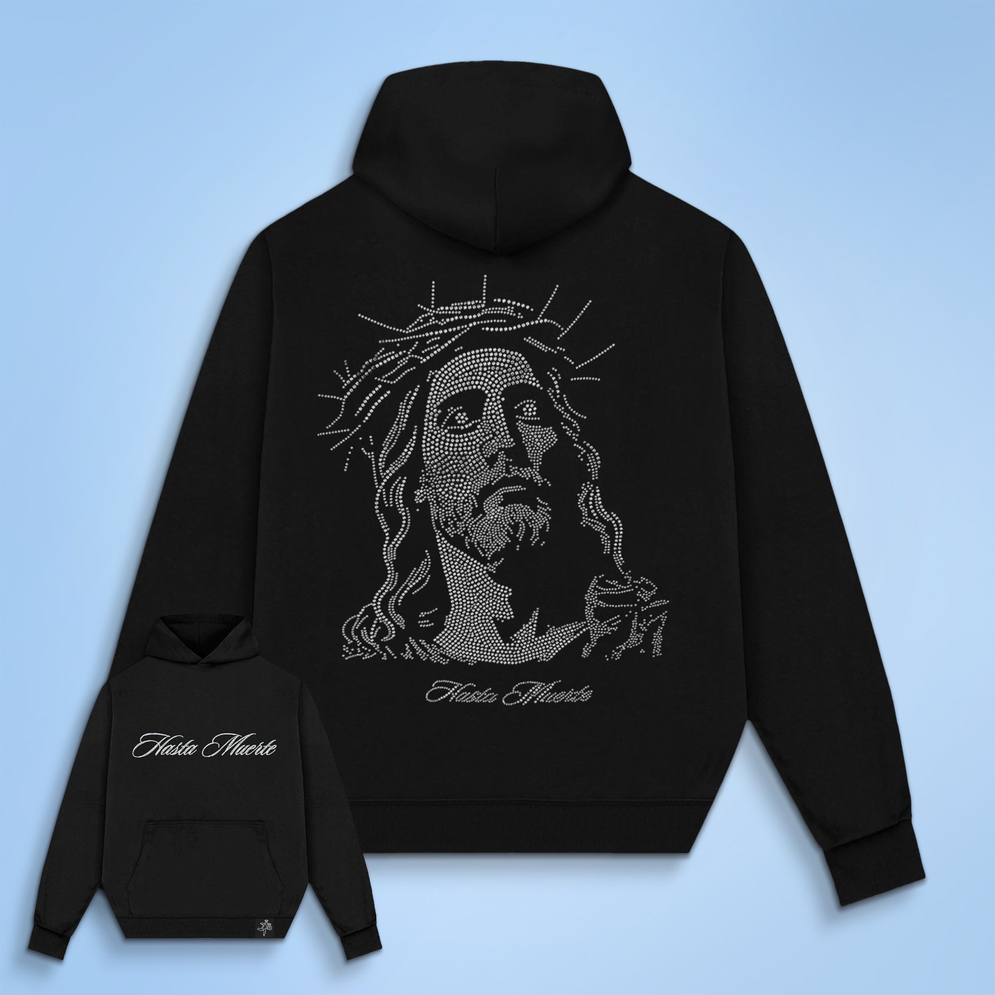 Jesus Rhinestone HW Hoodie - RP F/B