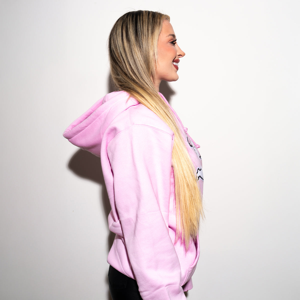 Pink Ski Mask Angel Chenille Patch Hoodie - HW