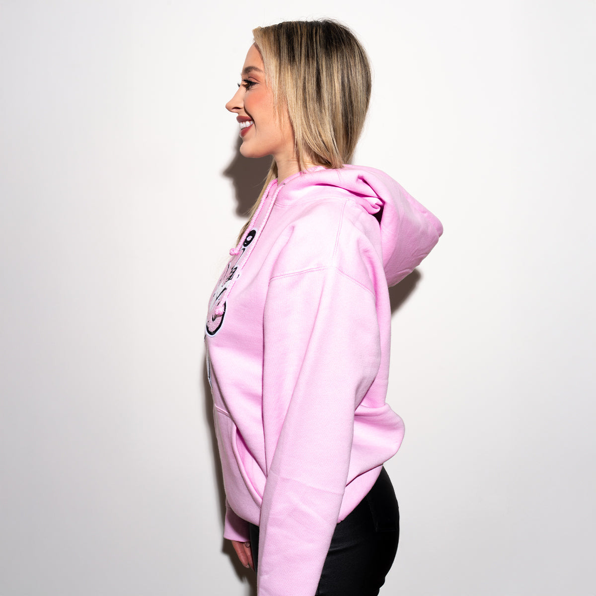 Pink Ski Mask Angel Chenille Patch Hoodie - HW