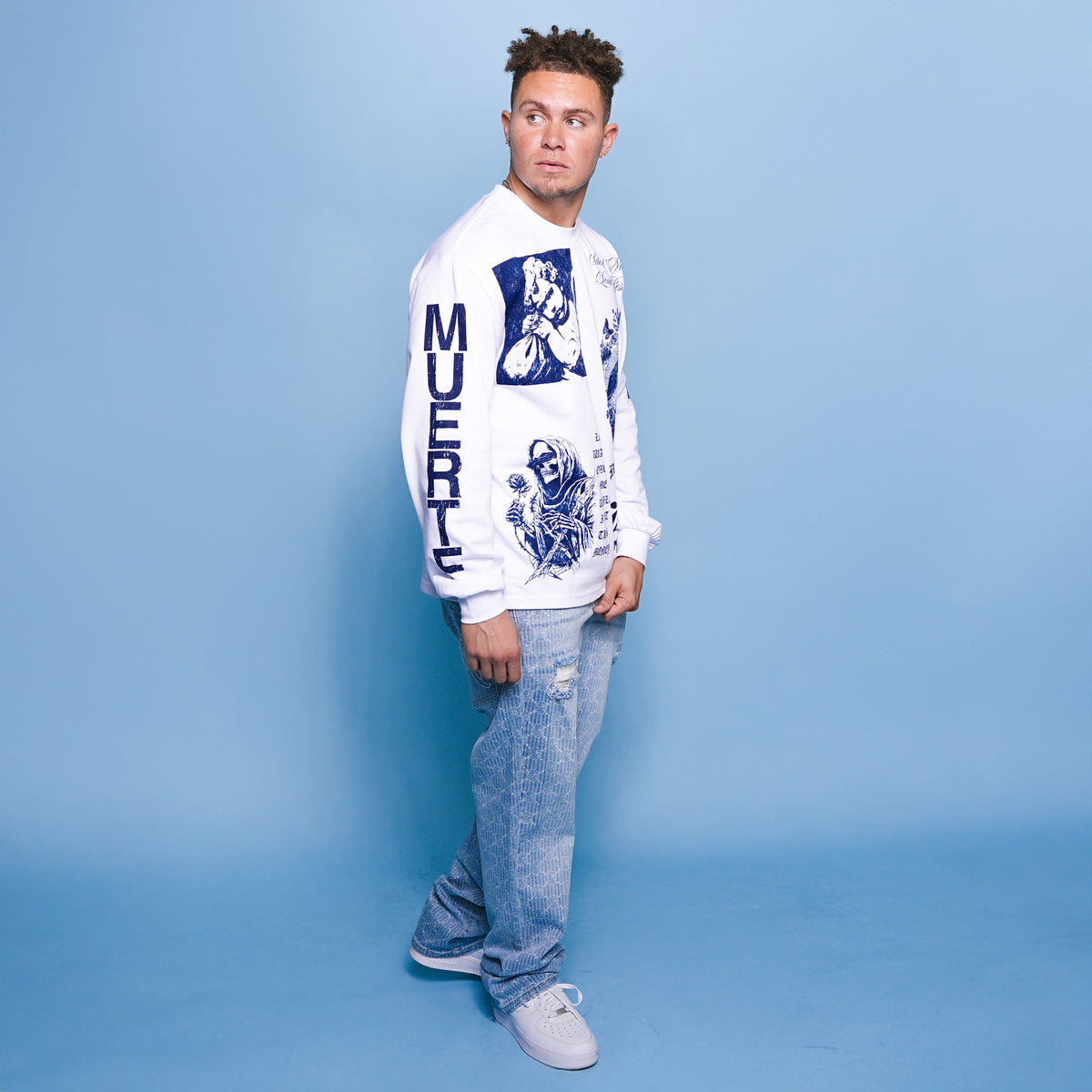 SKI PATTERN BLUE STRAIGHT DENIM
