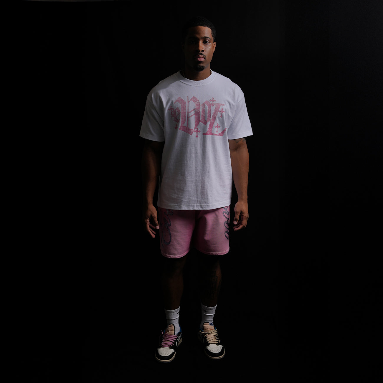 PINK EVOL CROSS TEE - WHITE