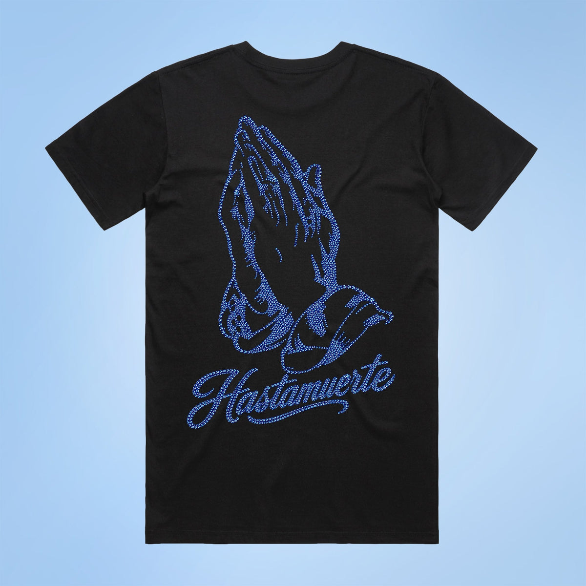 BLUE HM Praying Hands Rhinestone Tee F/B