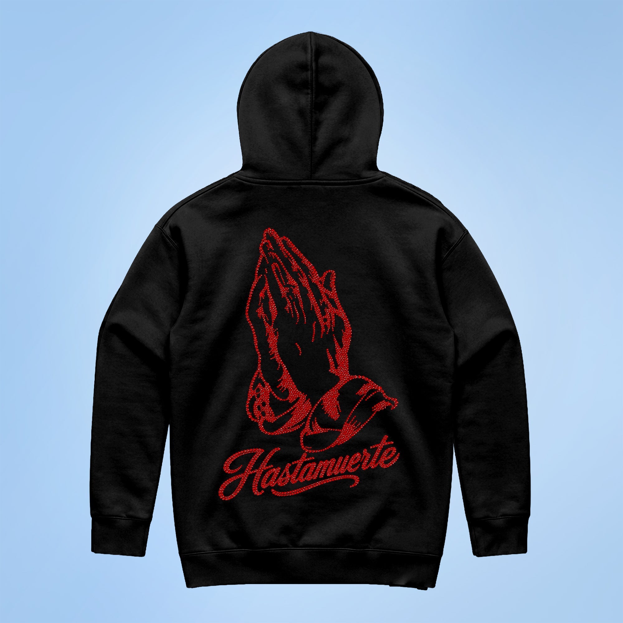 RED HM Praying Hands Rhinestone HW Hoodie - F/B