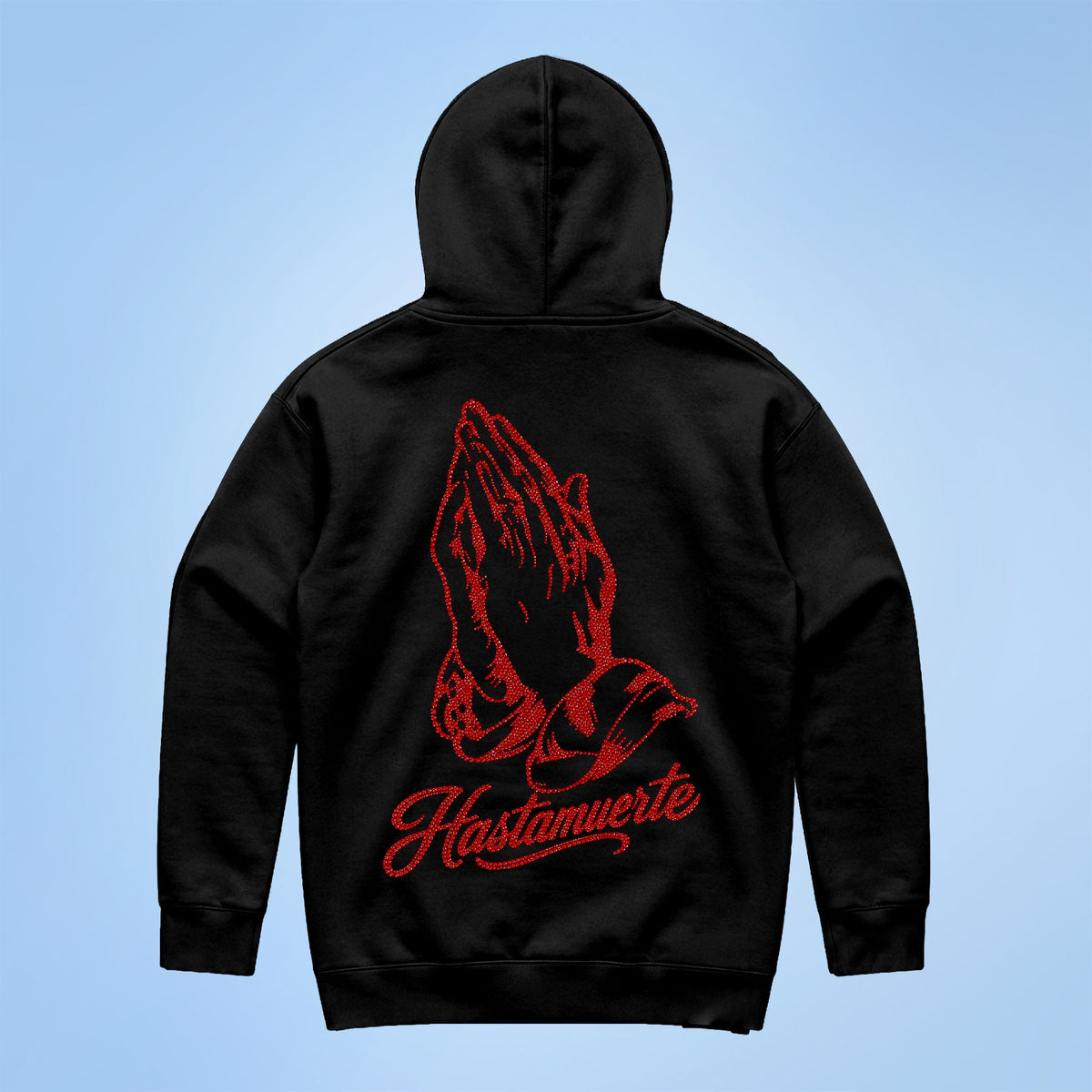 RED HM Praying Hands Rhinestone HW Hoodie - F/B