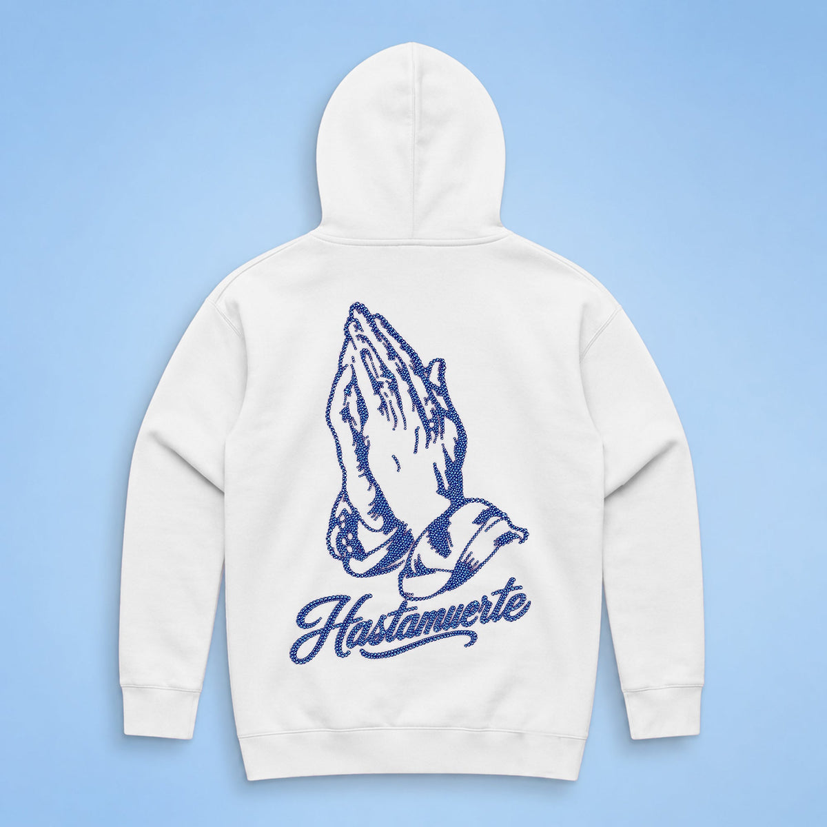 BLUE HM Praying Hands Rhinestone HW Hoodie - F/B