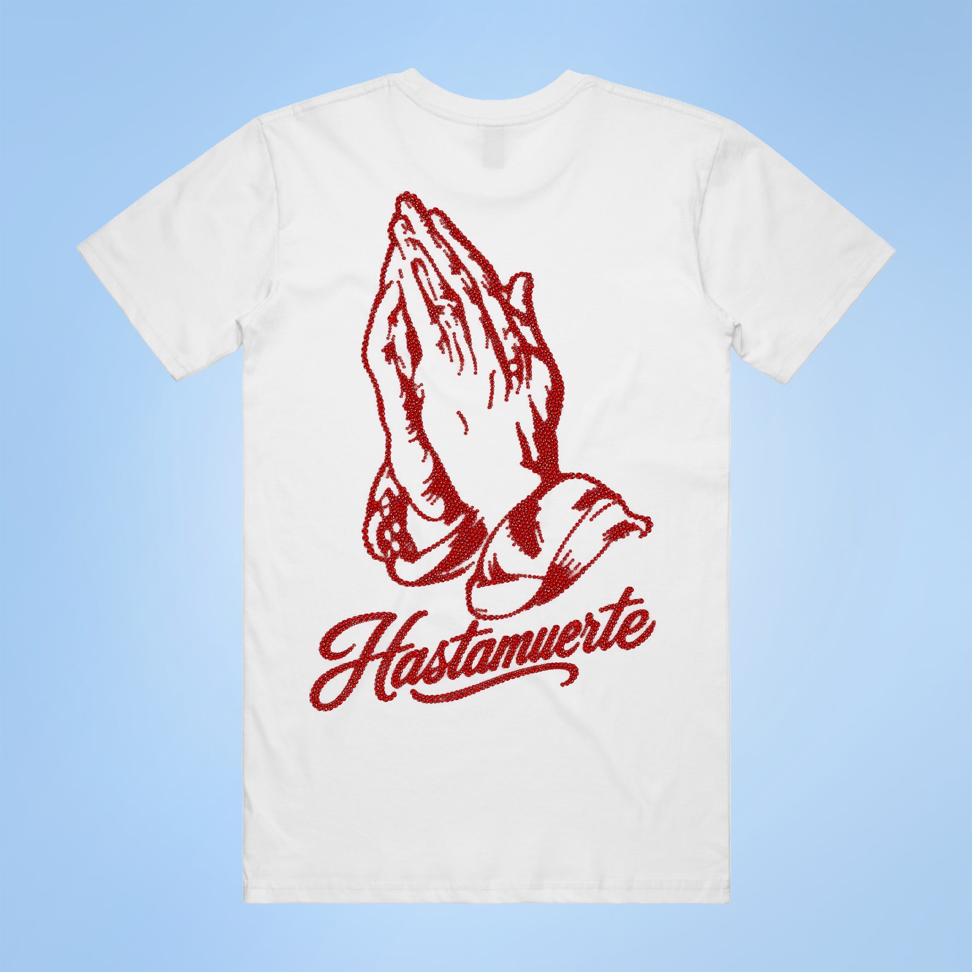 RED HM Praying Hands Rhinestone Tee F/B