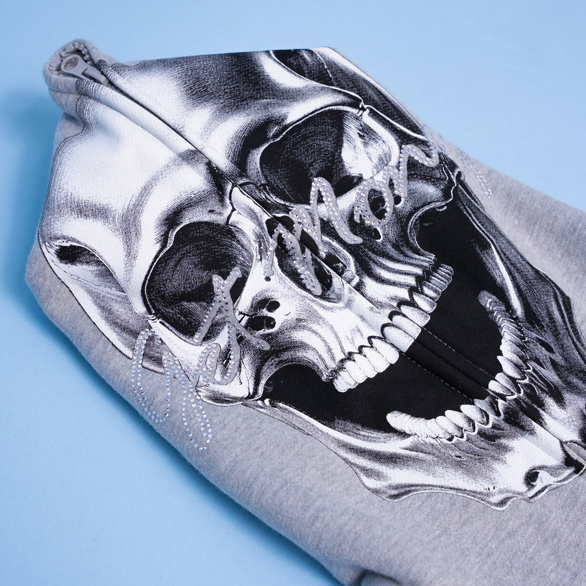 T2 Skull Zip Hoodie - Heather Grey