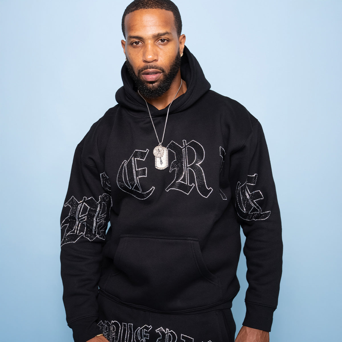 OE Muerte Bones Rhinestone F/B Hoodie