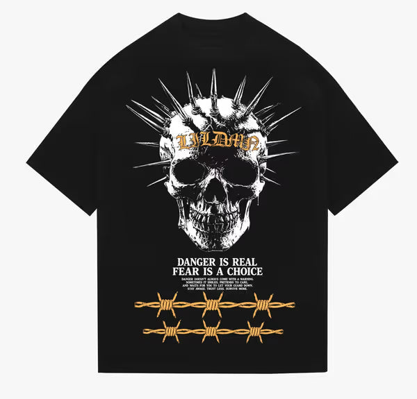 LILDMN - Spiked Skull - Jet Black Tee