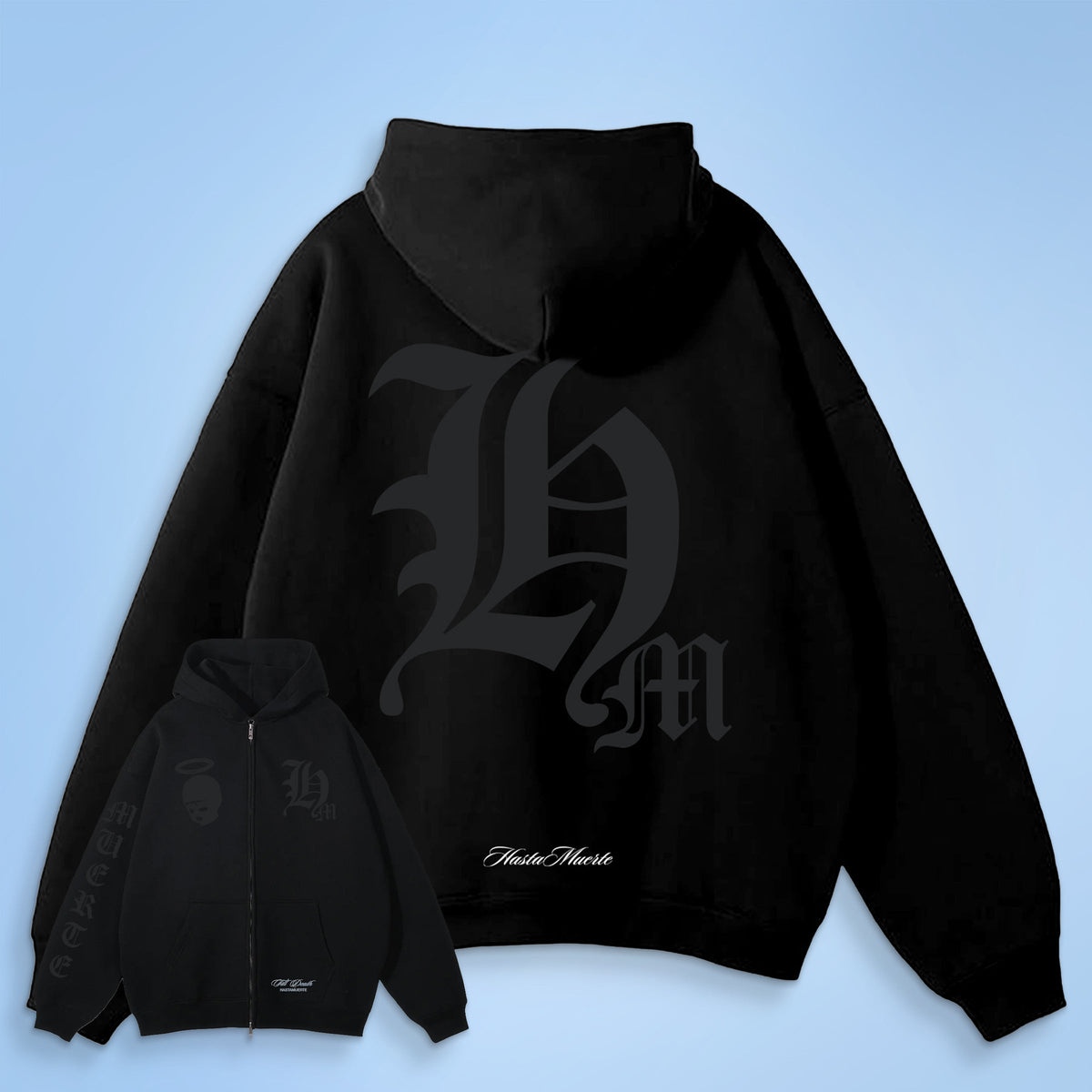 HM BLK - BLK F/B ZIP Hoodie (LW)