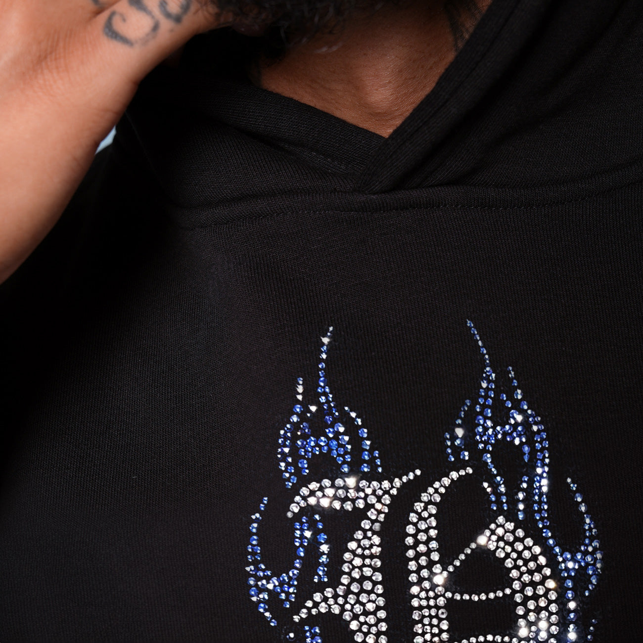 Blue Flame rhinestone HW Hoodie - RP