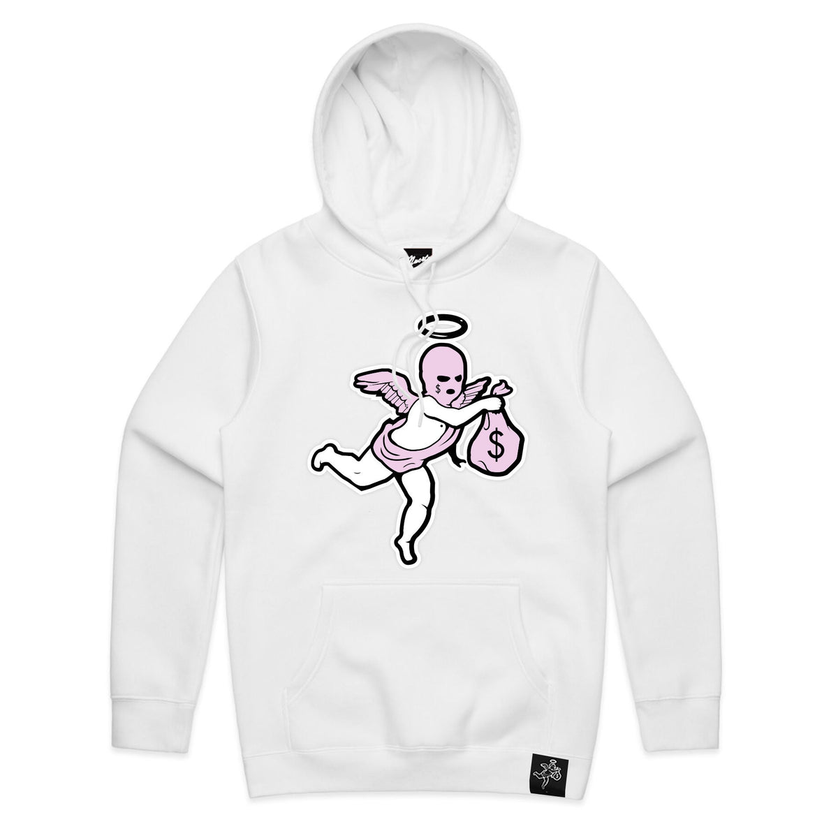 Pink Ski Mask Angel Chenille Patch Hoodie - HW