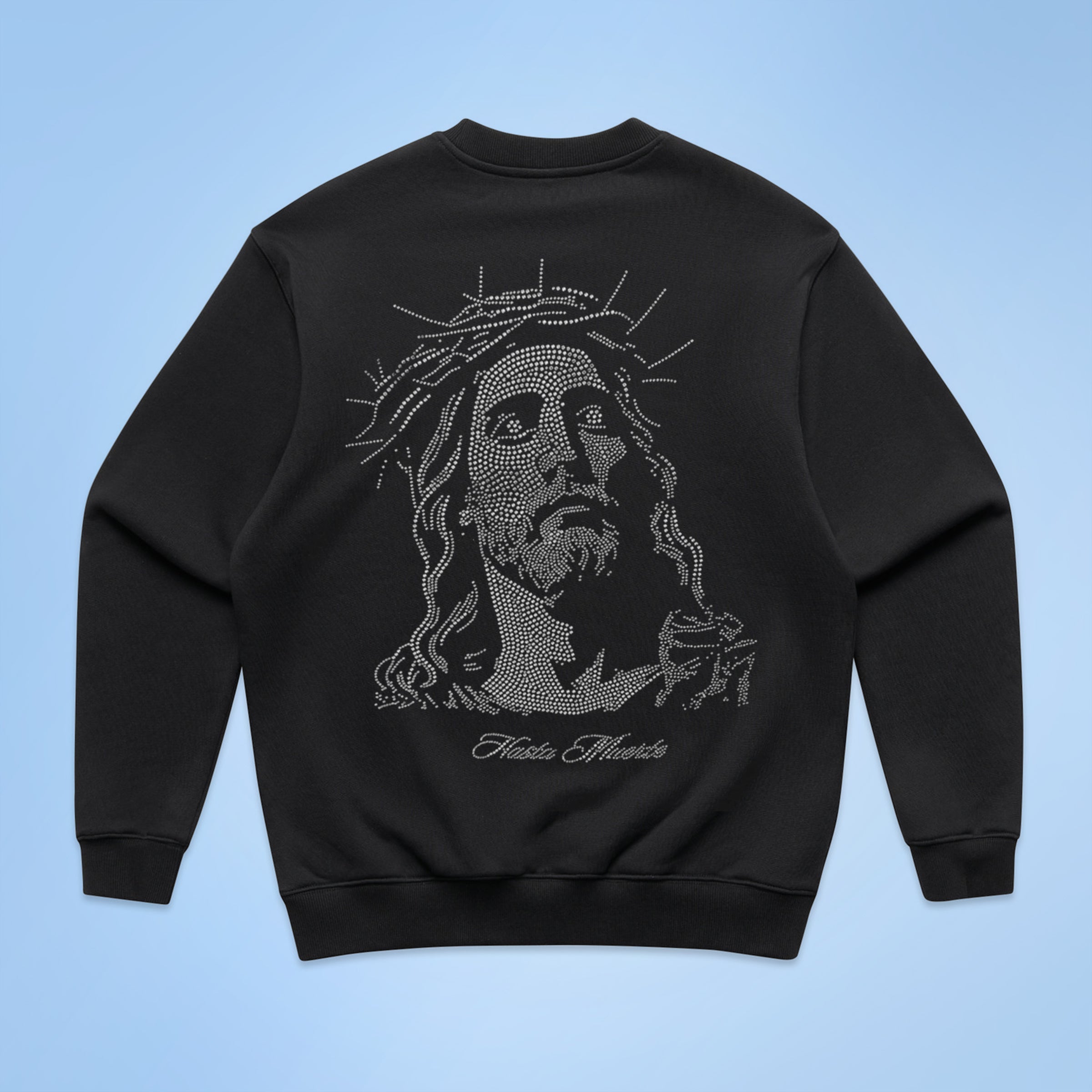 Jesus Rhinestone Crewneck F/B