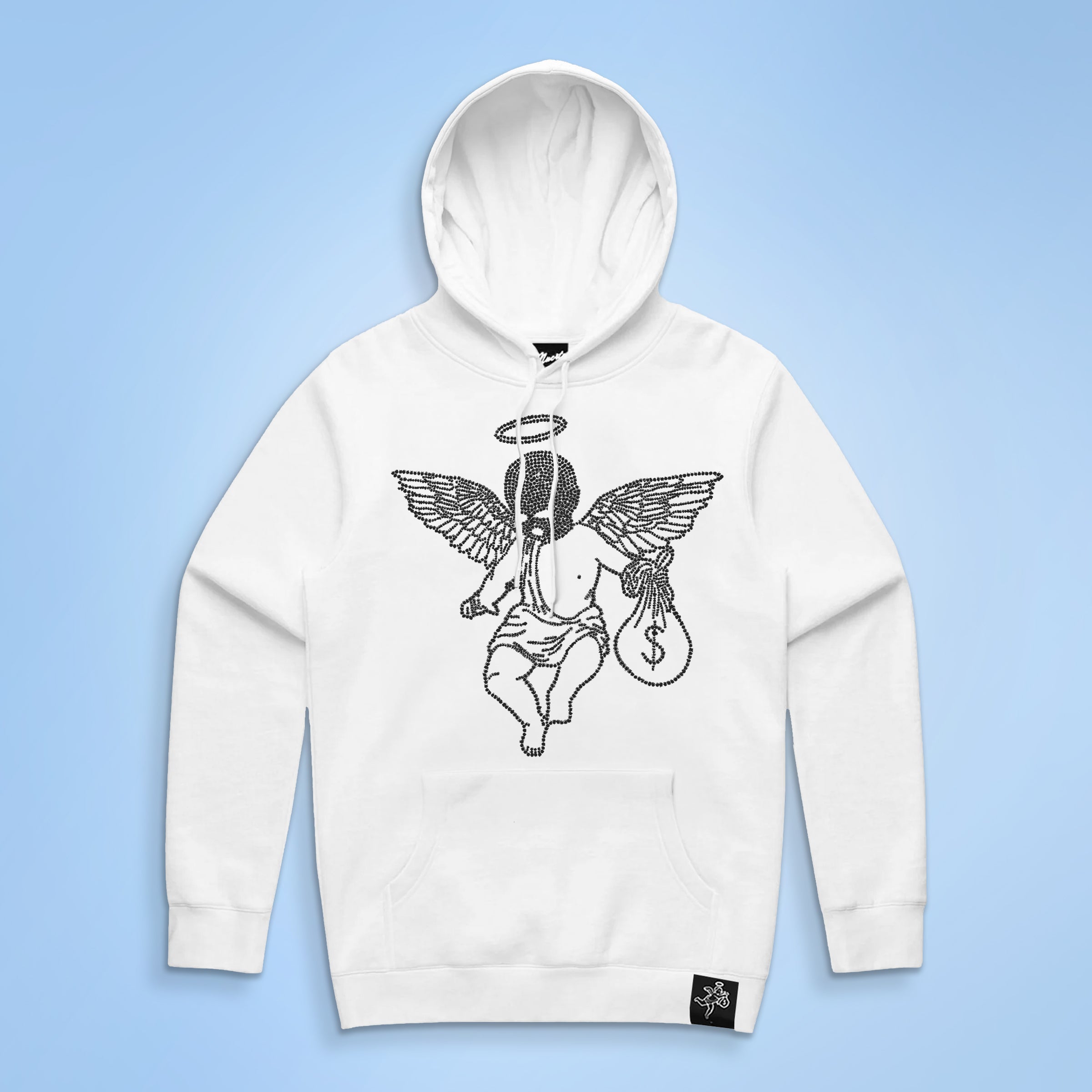 Black Rhinestone MM Angel Hoodie - HW
