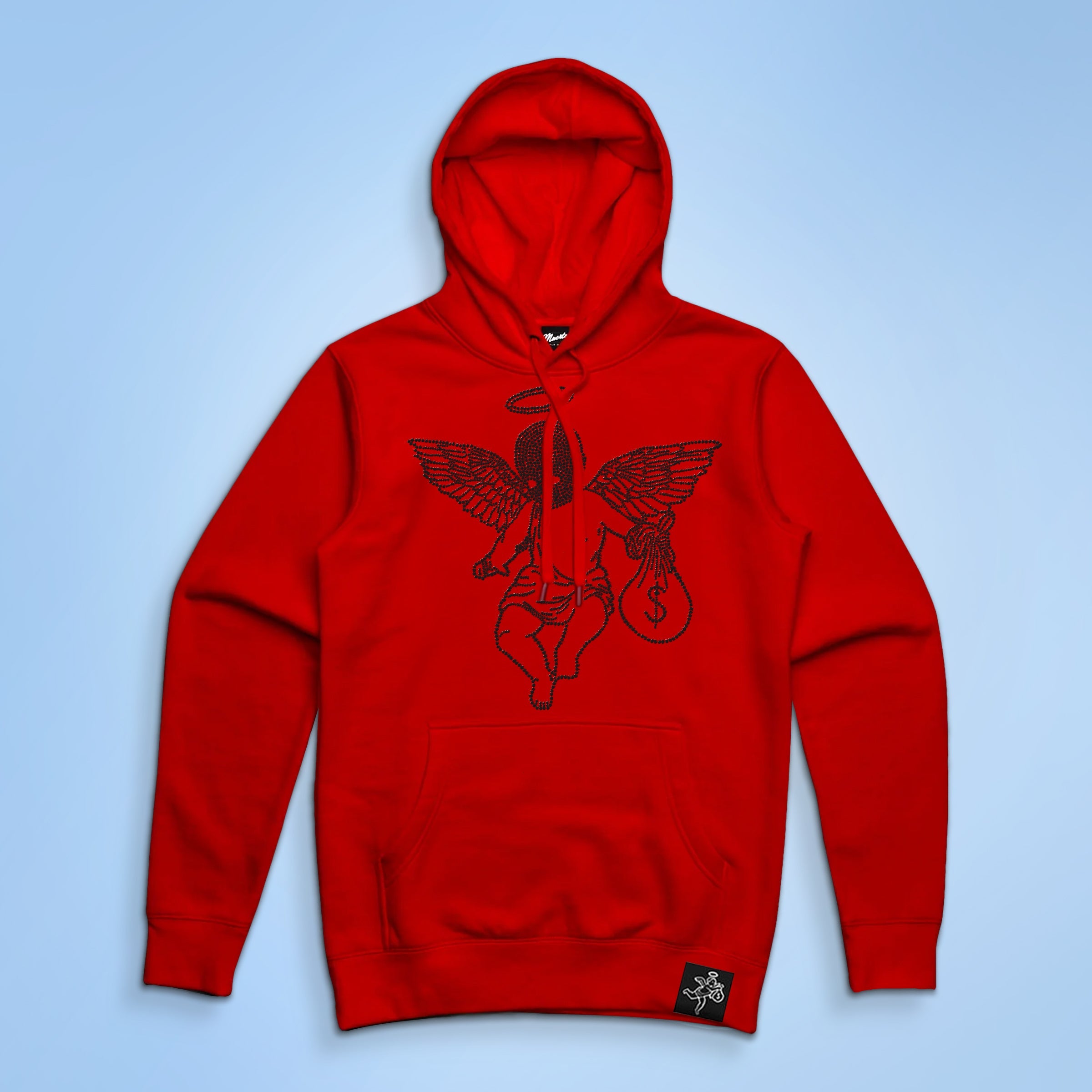 Black Rhinestone MM Angel Hoodie - HW