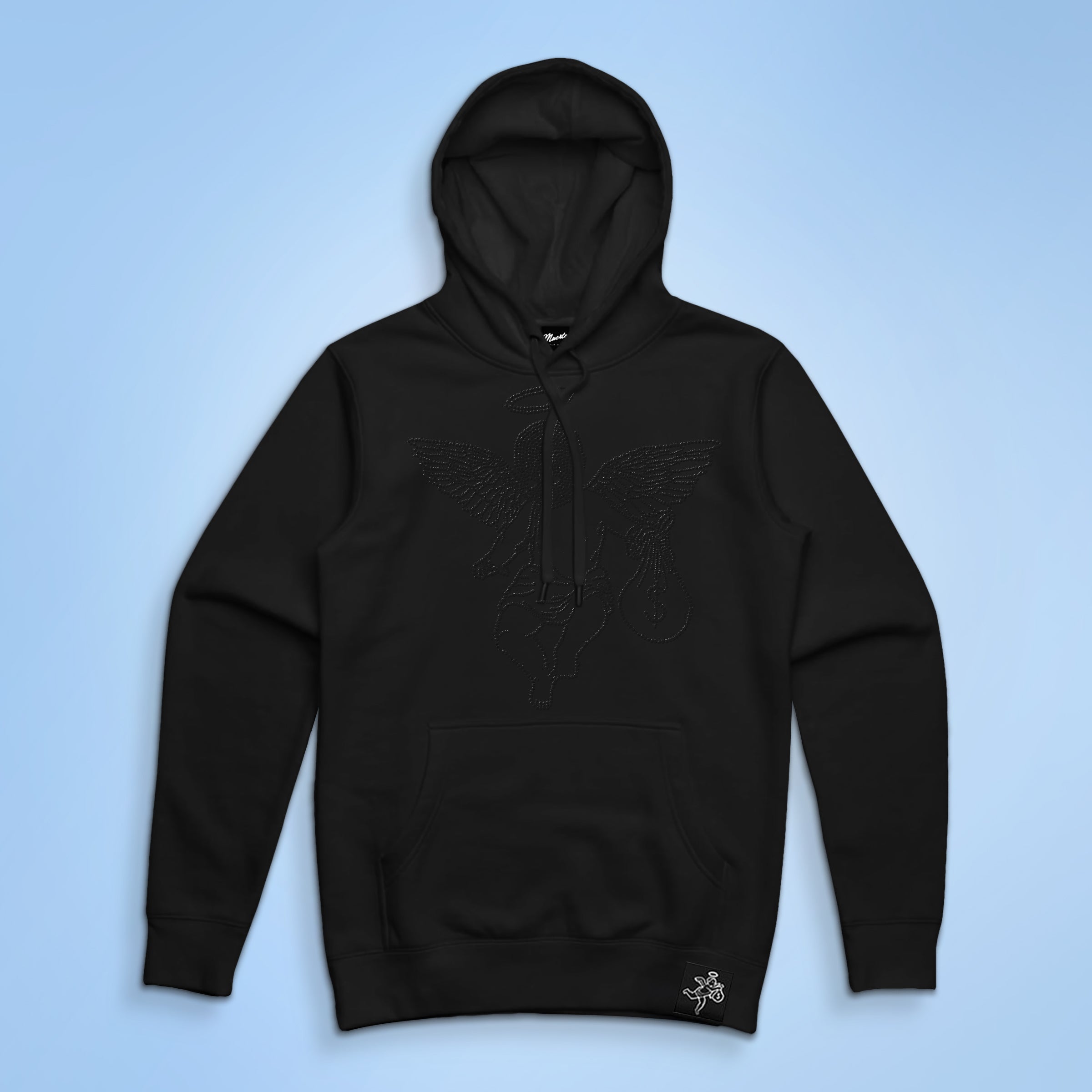 Black Rhinestone MM Angel Hoodie - HW