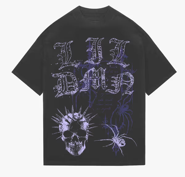LILDMN - Widow Skull - Vintage Black Tee