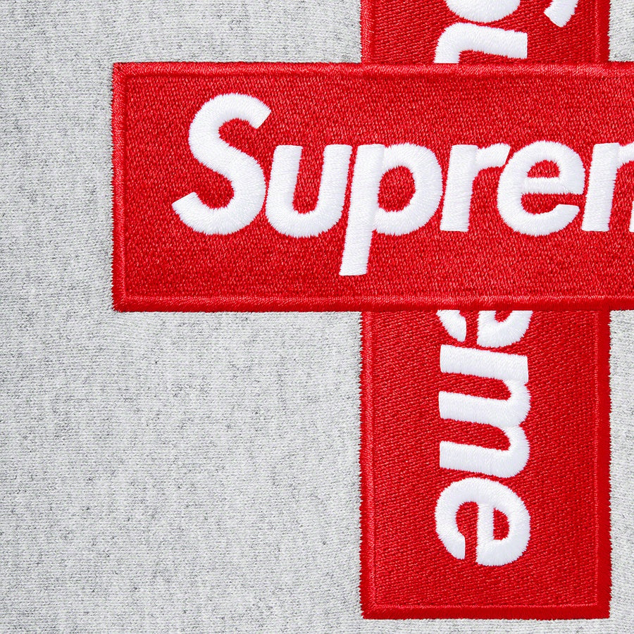 Supreme Cross Box Logo Hooded Sweatshirt- Heather Grey