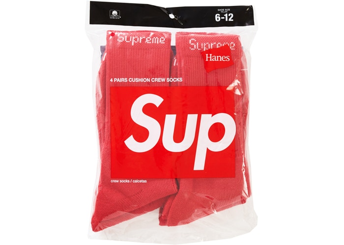 Supreme Hanes Socks (4 Pack)- Red