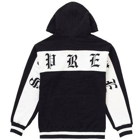 Supreme Old English Stripe Zip Up Sweatshirt- Black