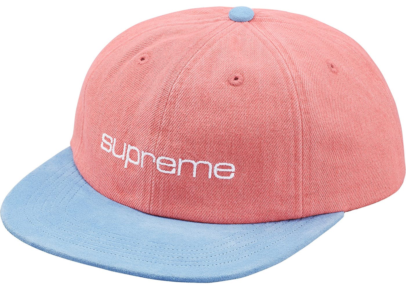 Supreme Denim Suede Compact Logo 6-Panel- Pink