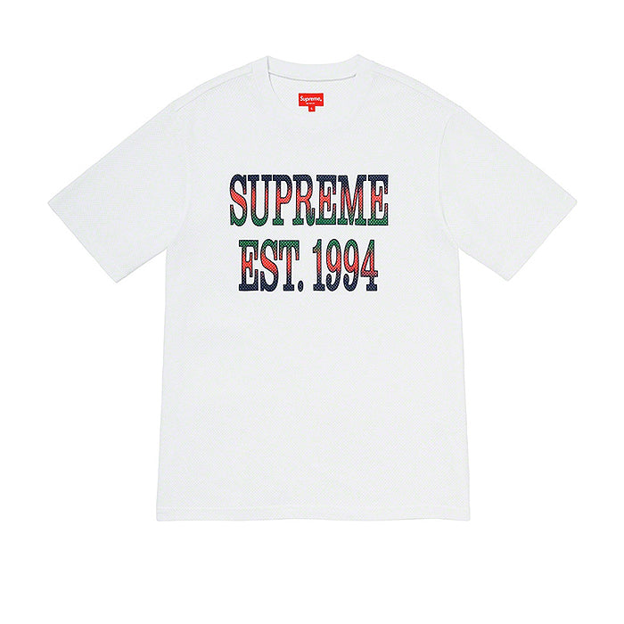 Supreme Cotton Mesh Gradient Logo S/S Top- White