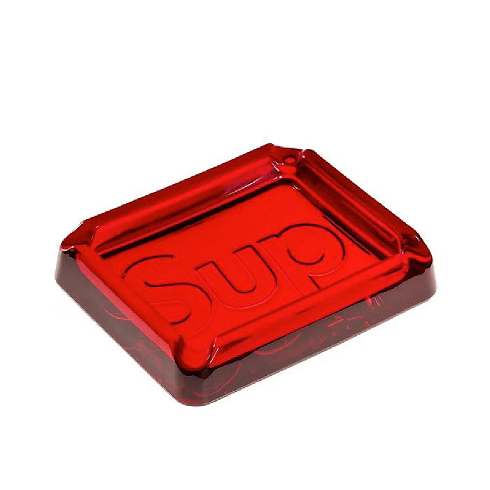 Supreme Debossed Glass Ashtray- Red