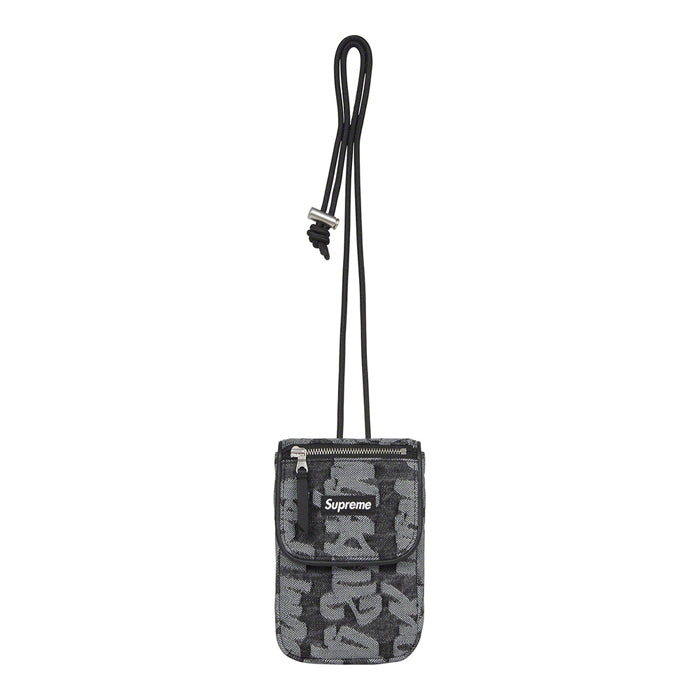 Supreme Fat Tip Jacquard Denim Neck Pouch- Black