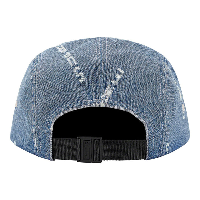 Supreme Logo Stripe Jacquard Denim Camp Cap- Blue