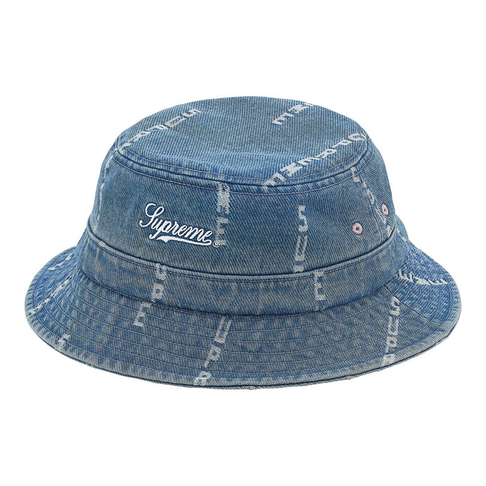 Supreme Logo Stripe Jacquard Denim Crusher- Blue