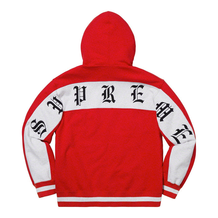 Supreme Old English Stripe Zip Up Sweatshirt- Red