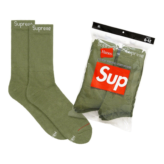 Supreme®/Hanes® Crew Socks (4 Pack)- Olive