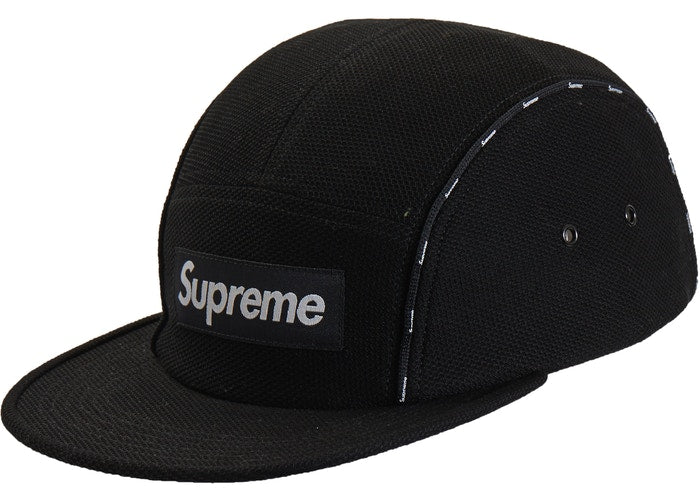 Supreme Pique Piping Camp Cap- Black