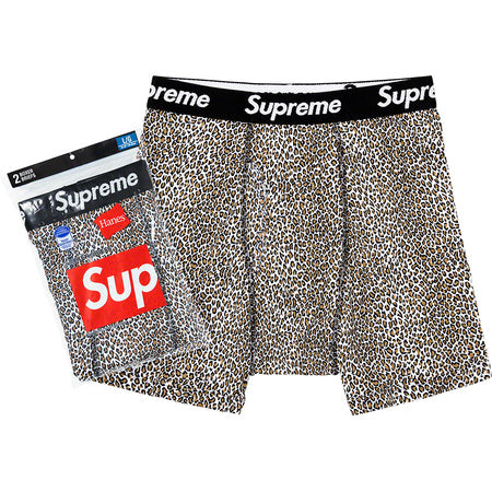 2 Pack of Supreme/Hanes Leopard Boxer Briefs