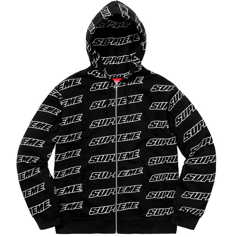 Supreme Repeat Zip Up Hooded Sweatshirt- Black