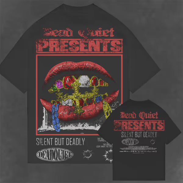 Dead Quiet - Silent But Deadly - Black Garment Dye Tee