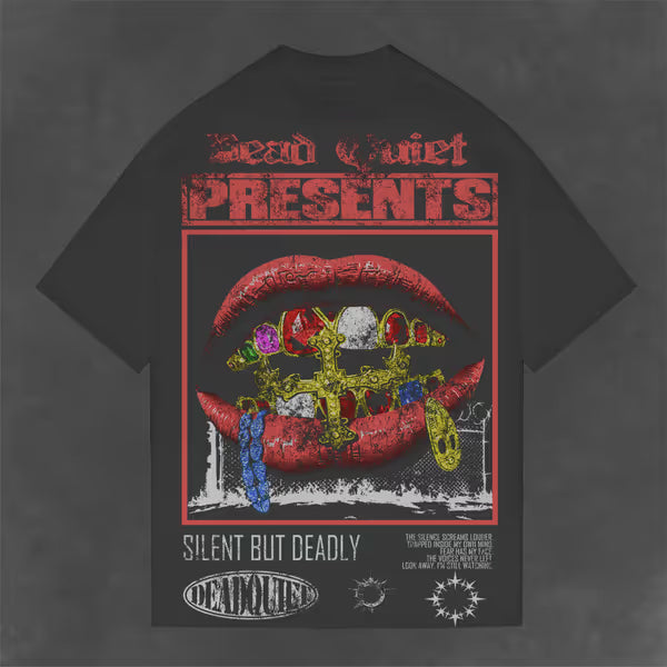 Dead Quiet - Silent But Deadly - Black Garment Dye Tee