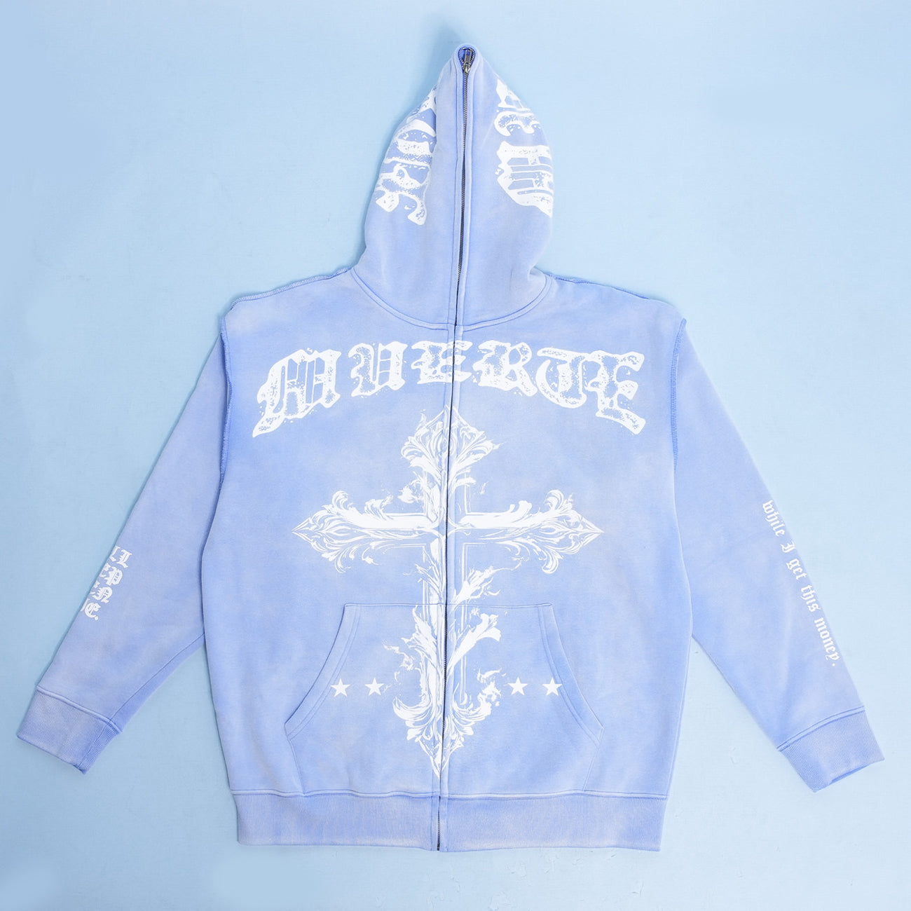 BLUE GB Jesus CROSS F/B Zip Hoodie