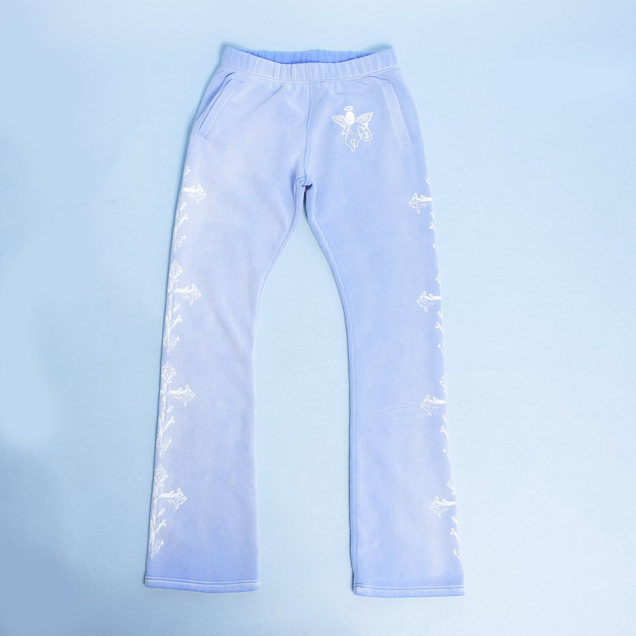 BLUE GB Jesus Cross FLARE BOTTOMS