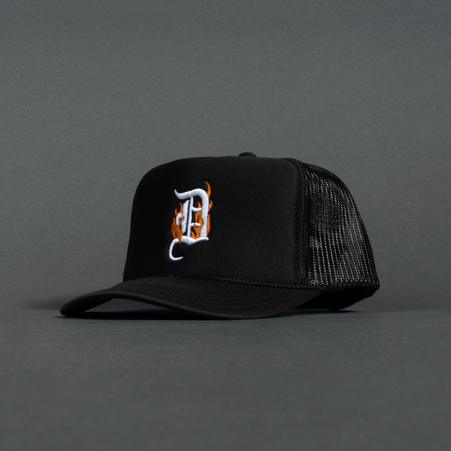 D Flames Trucker Hat - Black