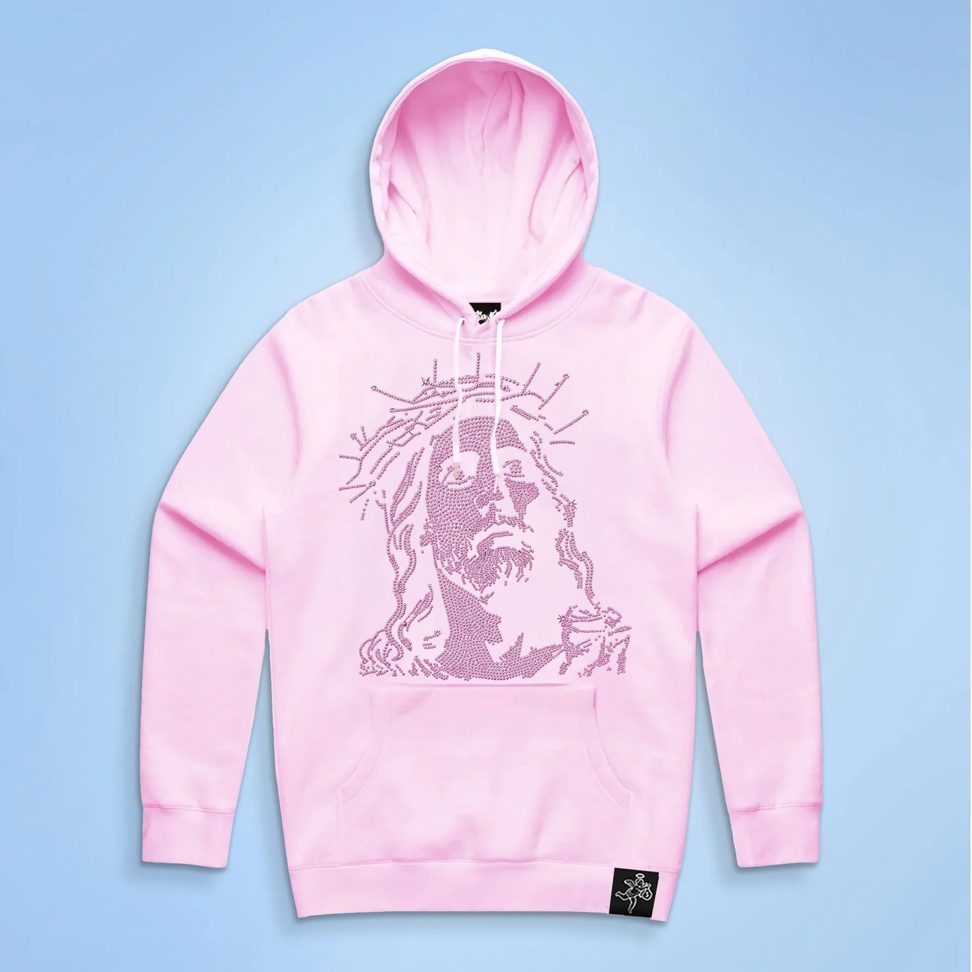 Pink Rhinestone Jesus Hoodie