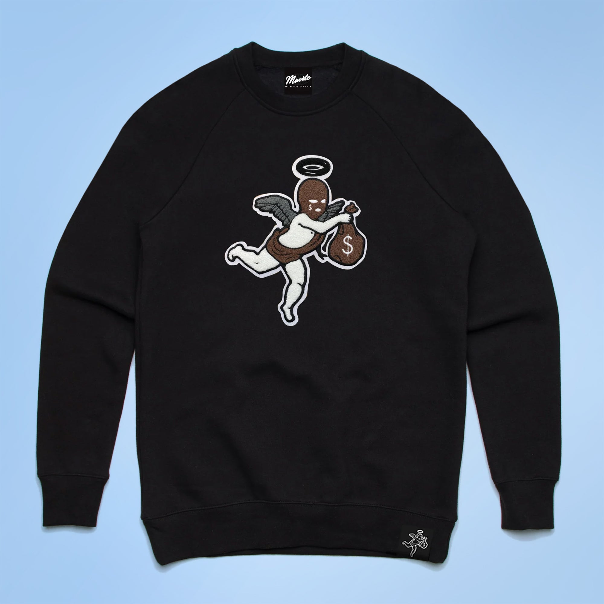 AJ1 DM SKI MASK ANGEL CHENILLE PATCH CREWNECK
