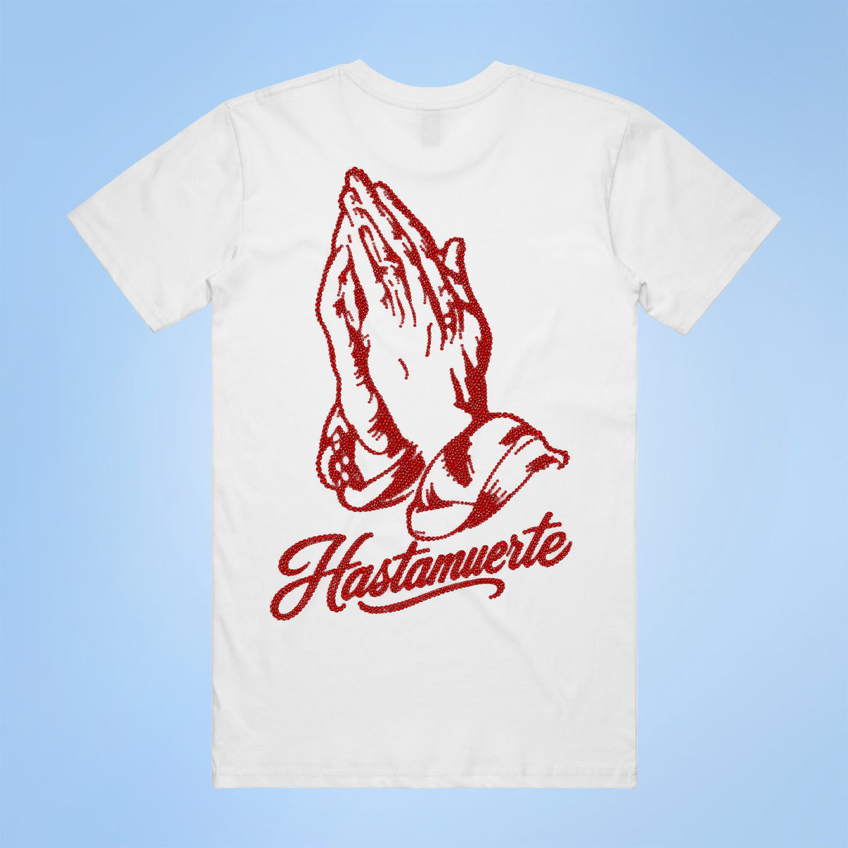 RED HM Praying Hands Rhinestone Tee F/B