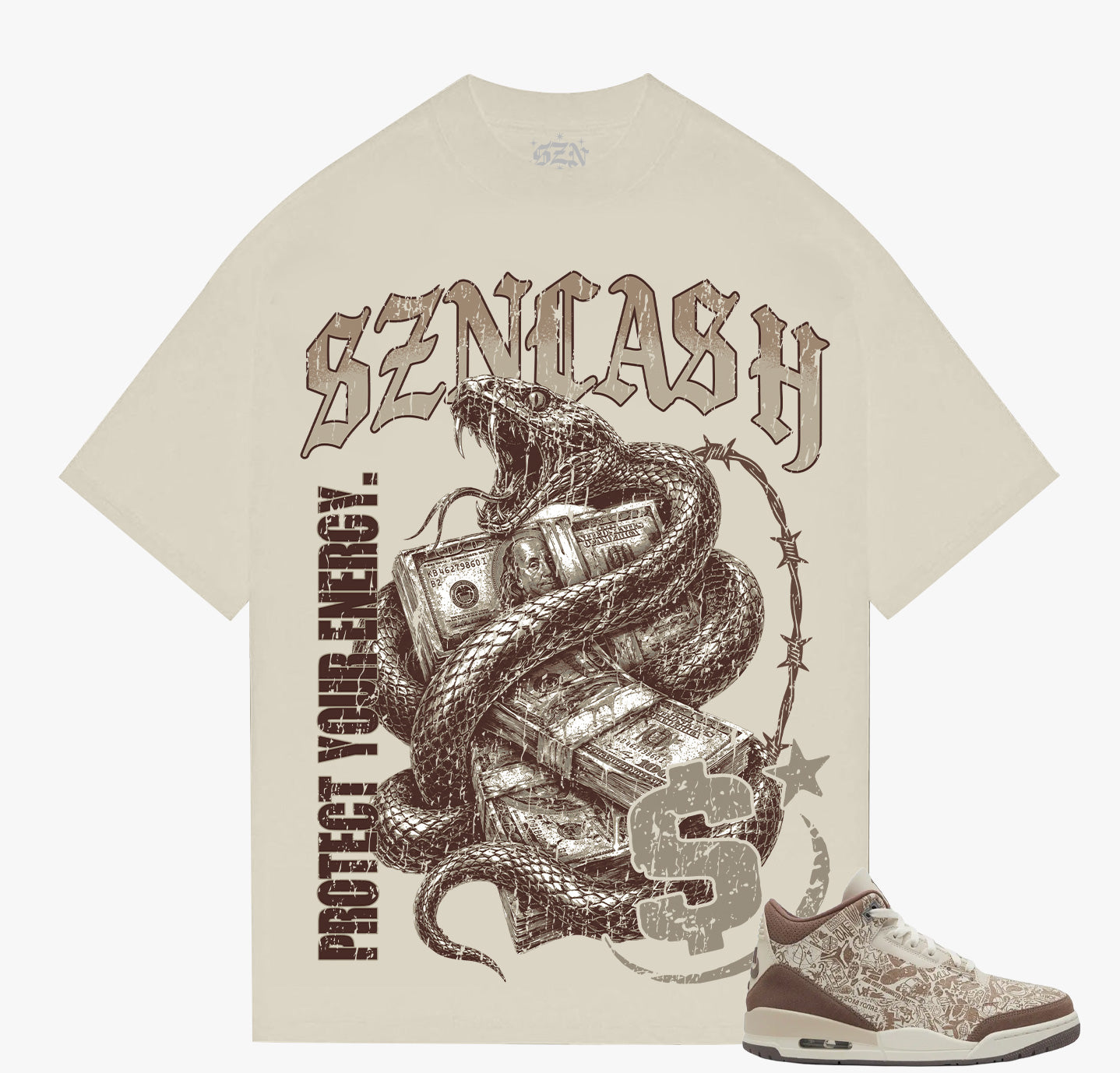 SZN - Snake Money - Cream Tee