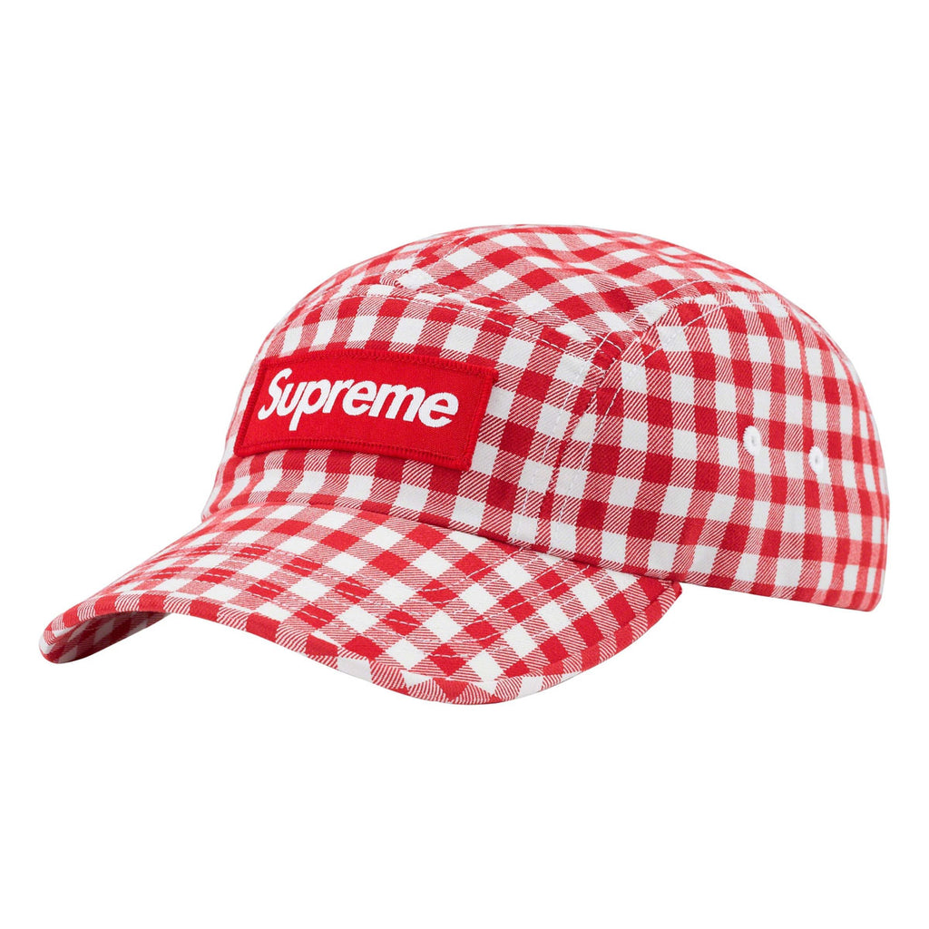 Supreme Gingham Camp Cap- Red