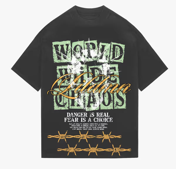 LILDMN - World Wide Chaos - Vintage Black Tee